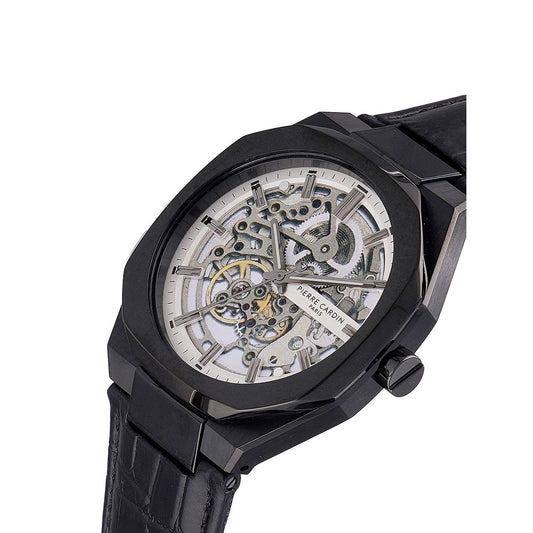 Pierre Cardin Black Leather Dress Watch