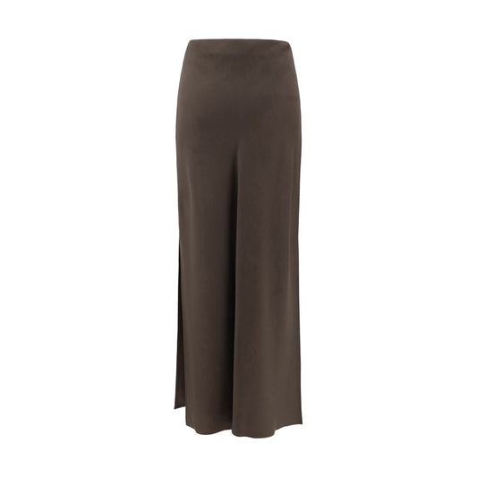 Brunello Cucinelli Brown Acetate Midi Skirt