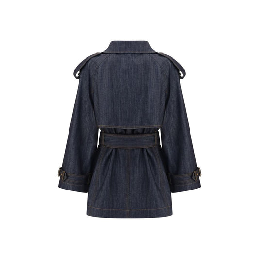 Burberry Blue Cotton Trench Coat