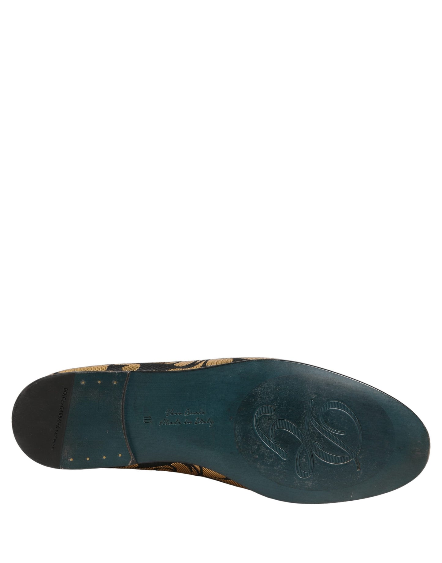 Dolce & Gabbana Black Gold Floral Jacquard Dress Loafers Shoes