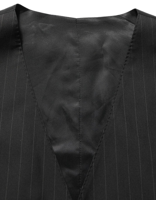 Dolce & Gabbana Black Stripes Slim Fit Formal 3 Piece Suit