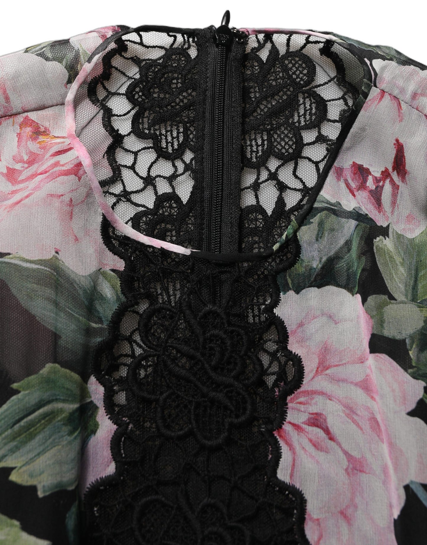 Dolce & Gabbana Black Floral Print Cotton Lace Maxi Dress