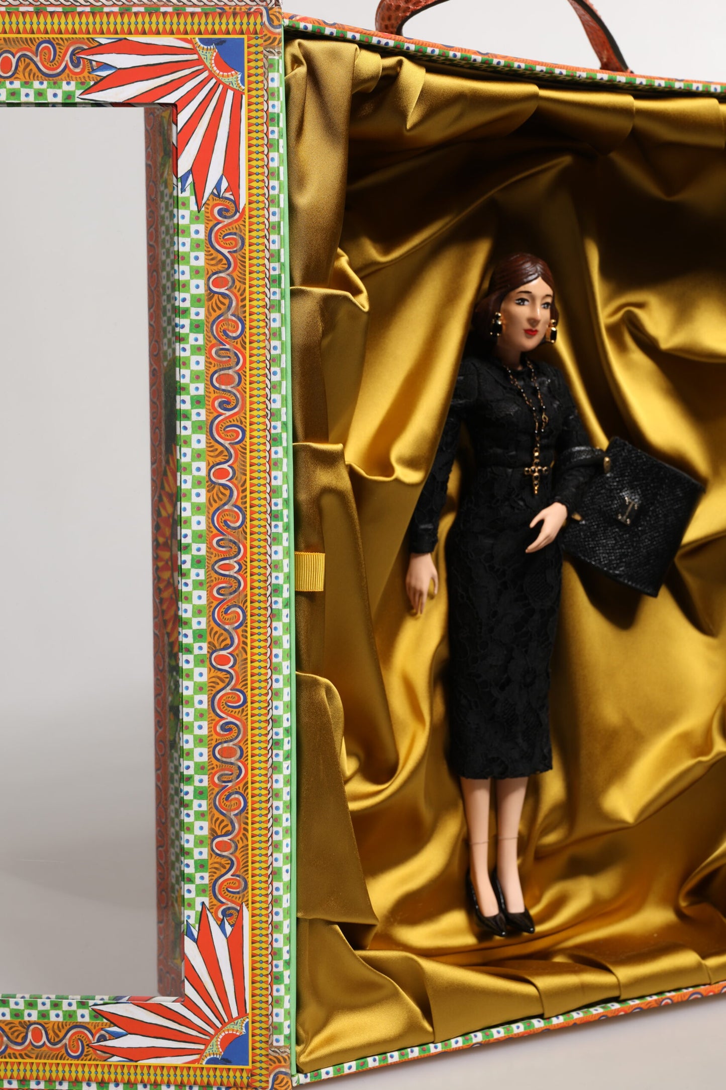 Dolce & Gabbana Black Dress Ceramic Porcelain Fashion Leather Sicily Dolls