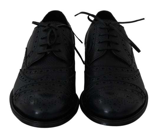 Dolce & Gabbana Blue Leather Wingtip Oxford Dress Shoes