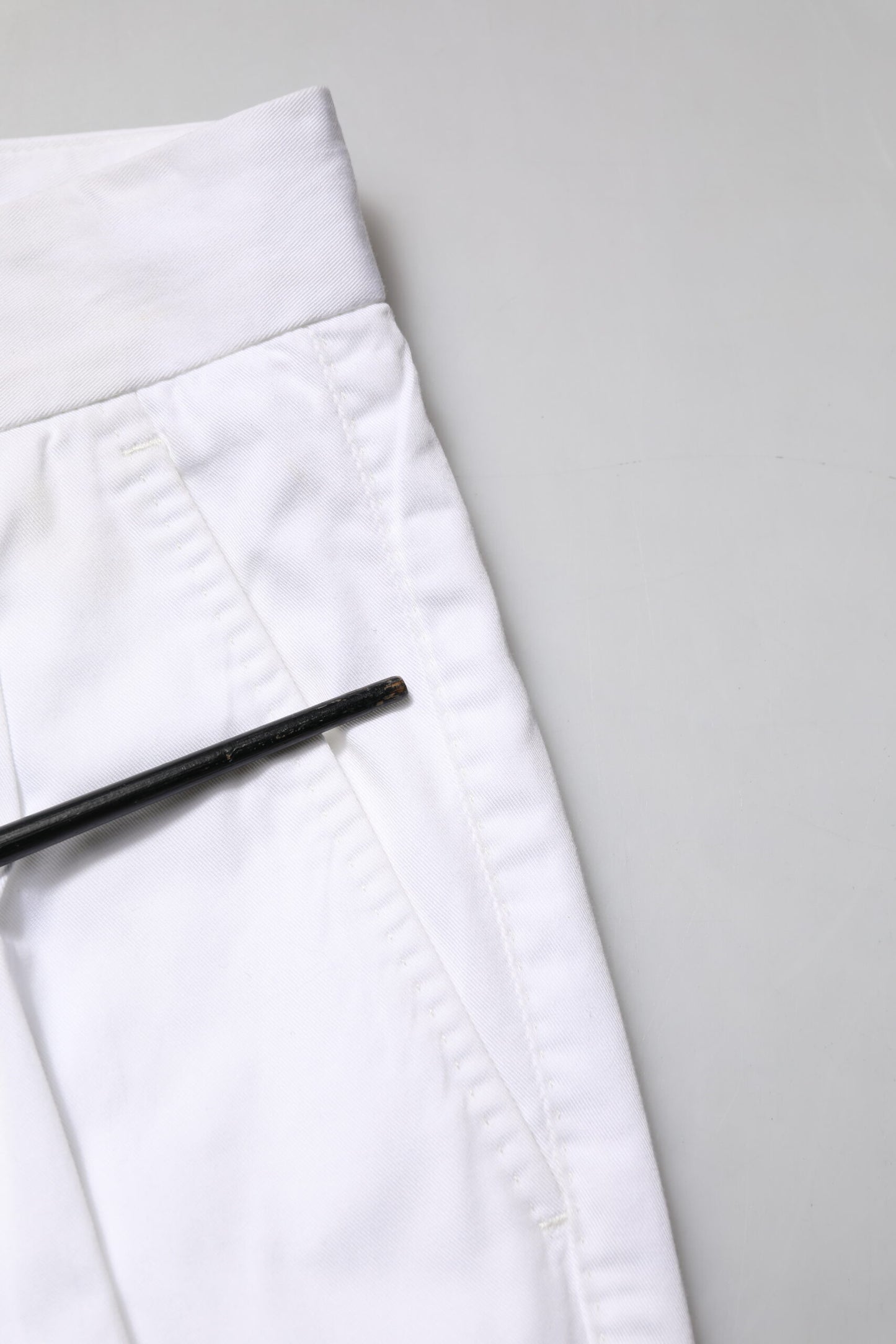 Dolce & Gabbana White Cotton Dress Slim Formal Trouser Pants