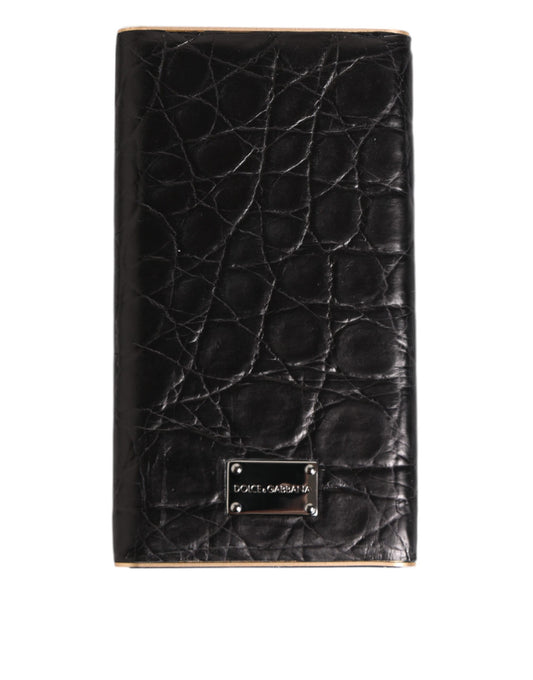 Dolce & Gabbana Black Leather Embossed Exotic 3000mAh Power Bank Charger USB