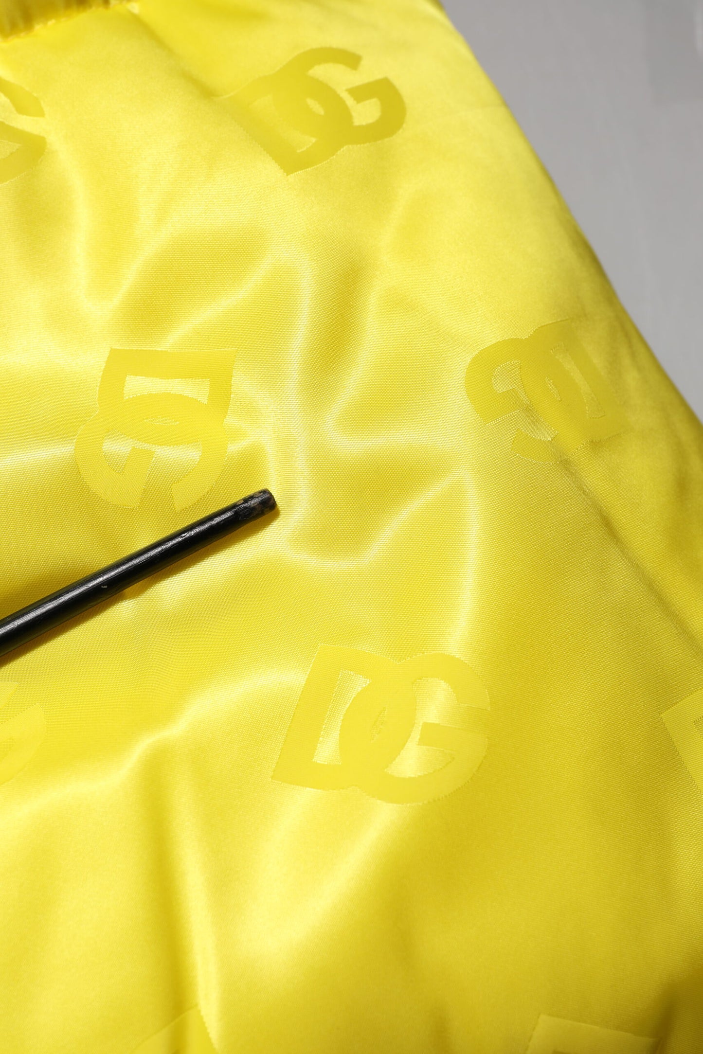 Dolce & Gabbana Yellow Nylon Logo Puffer Bomber Men Jacket