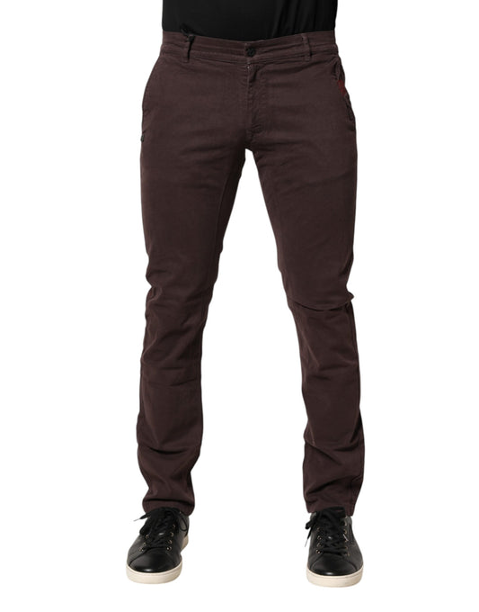 Daniele Alessandrini Brown Cotton Mid Waist Skinny Men Denim Jeans
