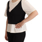 Boutique Moschino Black White Polyester Short Sleeves Top Blouse