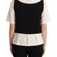 Boutique Moschino Black White Polyester Short Sleeves Top Blouse