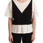 Boutique Moschino Black White Polyester Short Sleeves Top Blouse