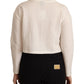 PINKO Beige Logo Long Sleeve Cropped Pullover Sweater