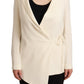 Patrizia Pepe Wrap Off White Long Sleeves Viscose Blazer Jacket