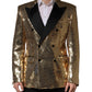 Dolce & Gabbana Gold Sequined Double Breasted Jacket Blazer