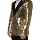 Dolce & Gabbana Gold Sequined Double Breasted Jacket Blazer