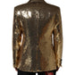 Dolce & Gabbana Gold Sequined Double Breasted Jacket Blazer