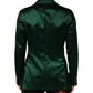 Dolce & Gabbana Green Satin Double Breasted Jacket Blazer
