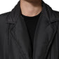 Dolce & Gabbana Black Silk Padded Parka Men Coat Jacket