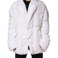 Dolce & Gabbana White Silk Padded Parka Men Coat Jacket