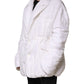 Dolce & Gabbana White Silk Padded Parka Men Coat Jacket