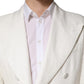 Dolce & Gabbana White Double Breasted Men Trench Coat Jacket
