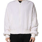 Dolce & Gabbana White Silk Full Zip Bomber Blouson Jacket