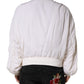 Dolce & Gabbana White Silk Full Zip Bomber Blouson Jacket