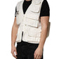 Dolce & Gabbana White Cotton Cargo Men Vest Coat Jacket