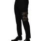Dolce & Gabbana Black Cotton Skinny Dress Cargo Trouser Pants