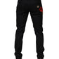 Dolce & Gabbana Black Floral Cotton Skinny Men Denim Jeans