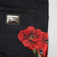 Dolce & Gabbana Black Floral Cotton Skinny Men Denim Jeans