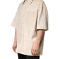 Dolce & Gabbana Beige Leather Button Down Men Casual Shirt