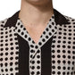 Dolce & Gabbana White Black Polka Dot Silk Men Casual Shirt