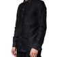 Dolce & Gabbana Black Dotted Cotton Collared GOLD Dress Shirt