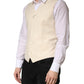 Dolce & Gabbana Beige Stripes Wool Dress Men Waistcoat Vest