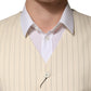 Dolce & Gabbana Beige Stripes Wool Dress Men Waistcoat Vest