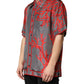 Dolce & Gabbana Gray Red Corals Short Sleeves Casual Shirt
