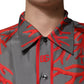 Dolce & Gabbana Gray Red Corals Short Sleeves Casual Shirt