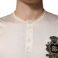 Dolce & Gabbana Off White Silk Logo Patch Men Henley T-shirt