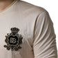 Dolce & Gabbana Off White Silk Logo Patch Men Henley T-shirt