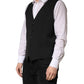 Dolce & Gabbana Black Wool Dress Men Formal Waistcoat Vest