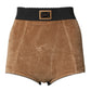 Dolce & Gabbana Brown Cotton High Waisted Hot Pants Shorts