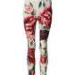 Dolce & Gabbana White Floral Leggings Stretch Waist Pants