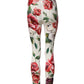 Dolce & Gabbana White Floral Leggings Stretch Waist Pants