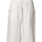 MSGM White Cotton High Waist Wide Leg Straight Bermuda Shorts