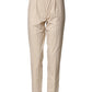 QL2 Beige Cotton High Waist Straight Chino Trouser Pants