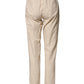 QL2 Beige Cotton High Waist Straight Chino Trouser Pants