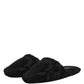 Dolce & Gabbana Black Logo Embroidered Slippers Flats Shoes