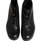 Dolce & Gabbana Black Lace Up Short Ankle Boots Men Shoes