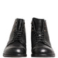 Dolce & Gabbana Black Lace Up Short Ankle Boots Men Shoes